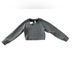 American Apparel Black and White Patterned Crop Top